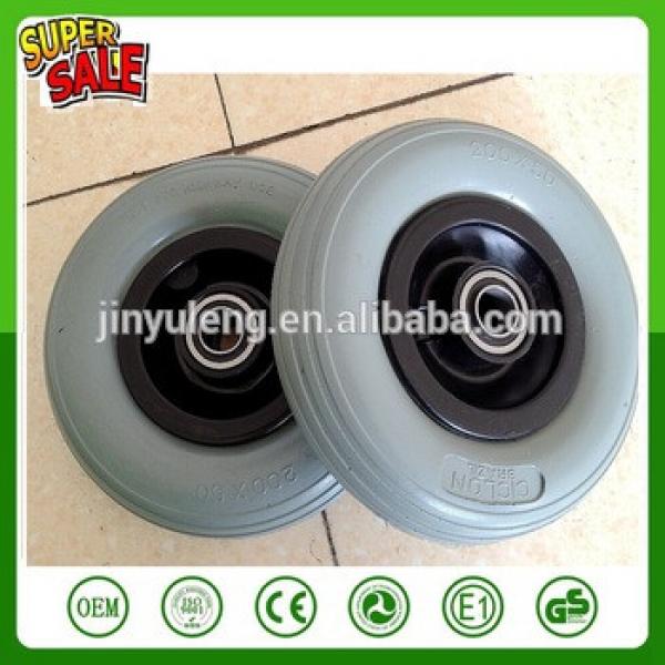 200 50 pu foam solid wheel for plastic rim green pu wheel line pattern wheelchair wheels hand trolley hand truck wheels #1 image